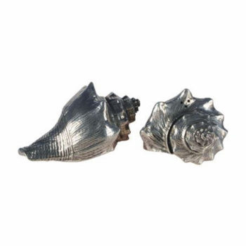 Vagabond House Pewter Conch Shells Salt & Pepper 2"H