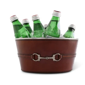 Vagabond House Premium Genuine Leather Bit Ice Tub – Sophisticated Beverage Cooler 10"D - Image 2