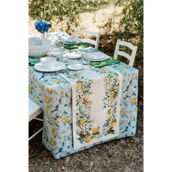 Vietri Tavola Lemons With White Flowers Tablecloth - Image 2