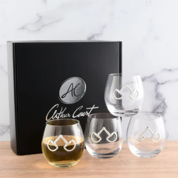 Arthur Court Equestrian Bit Stemless Wine Glasses - Set of 4 - 12 oz - Image 2